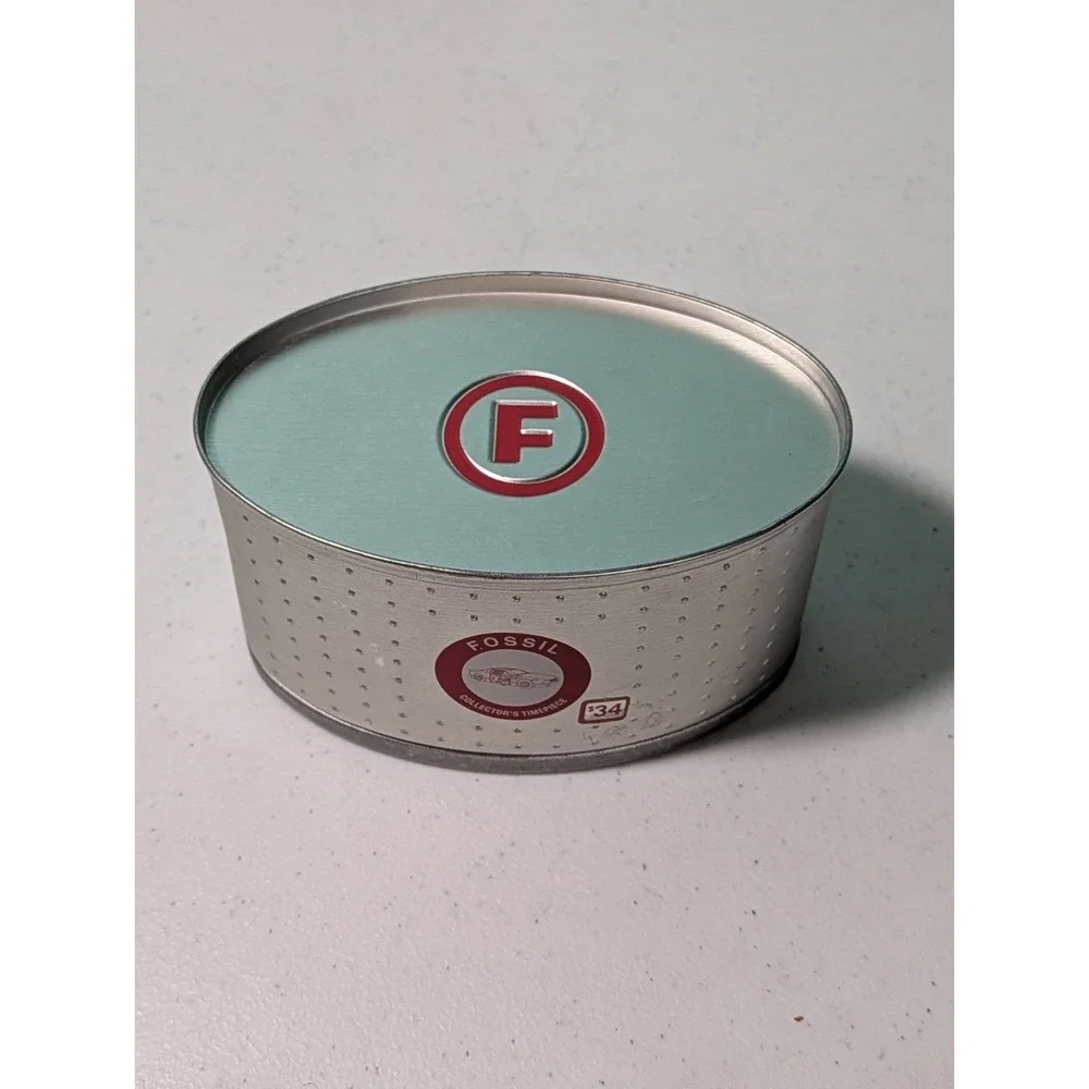 Fossil Desk Clock Vintiage Stock Red Car Clock With Original Tin Collectors Edit